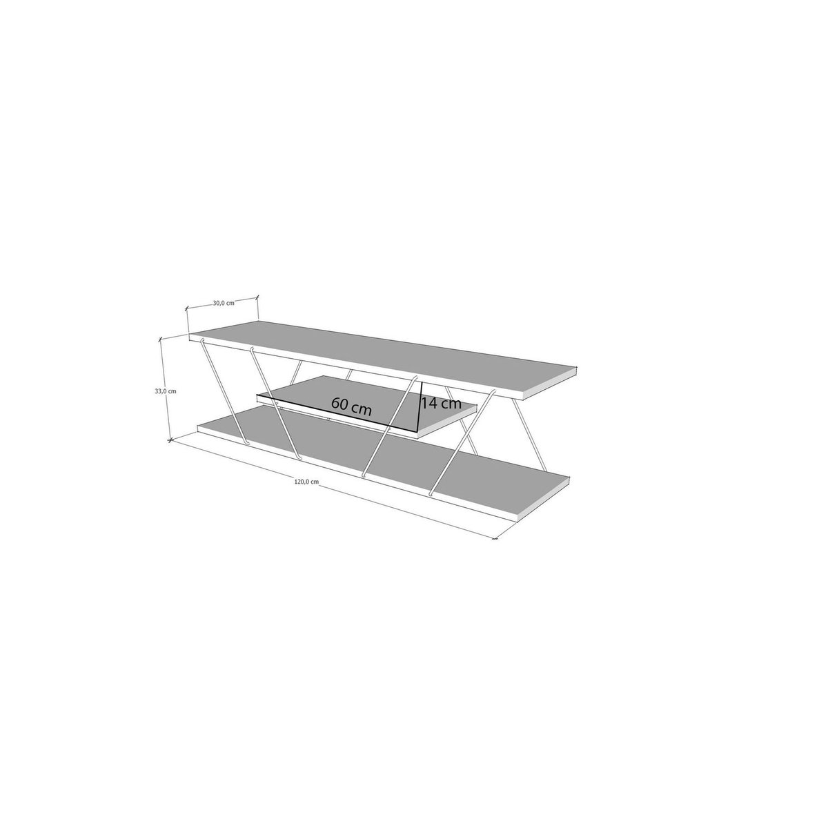 Meuble TV 3 niveaux effet travertin design industriel CANAZ beige, TOILINUX