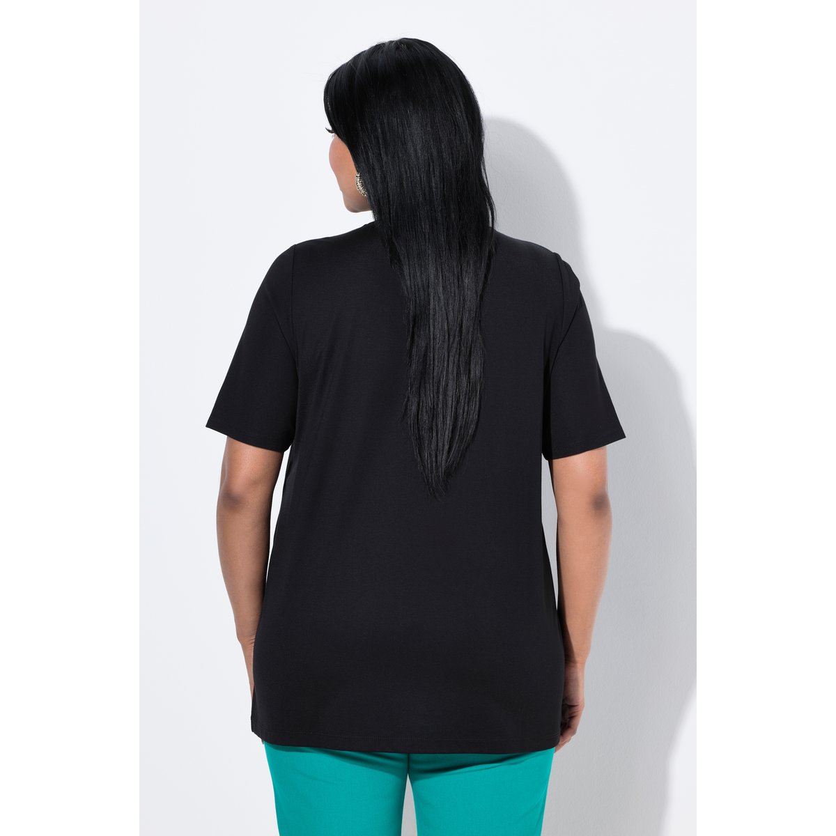 T-shirt manches courtes, coupe évasée noir, ULLA POPKEN