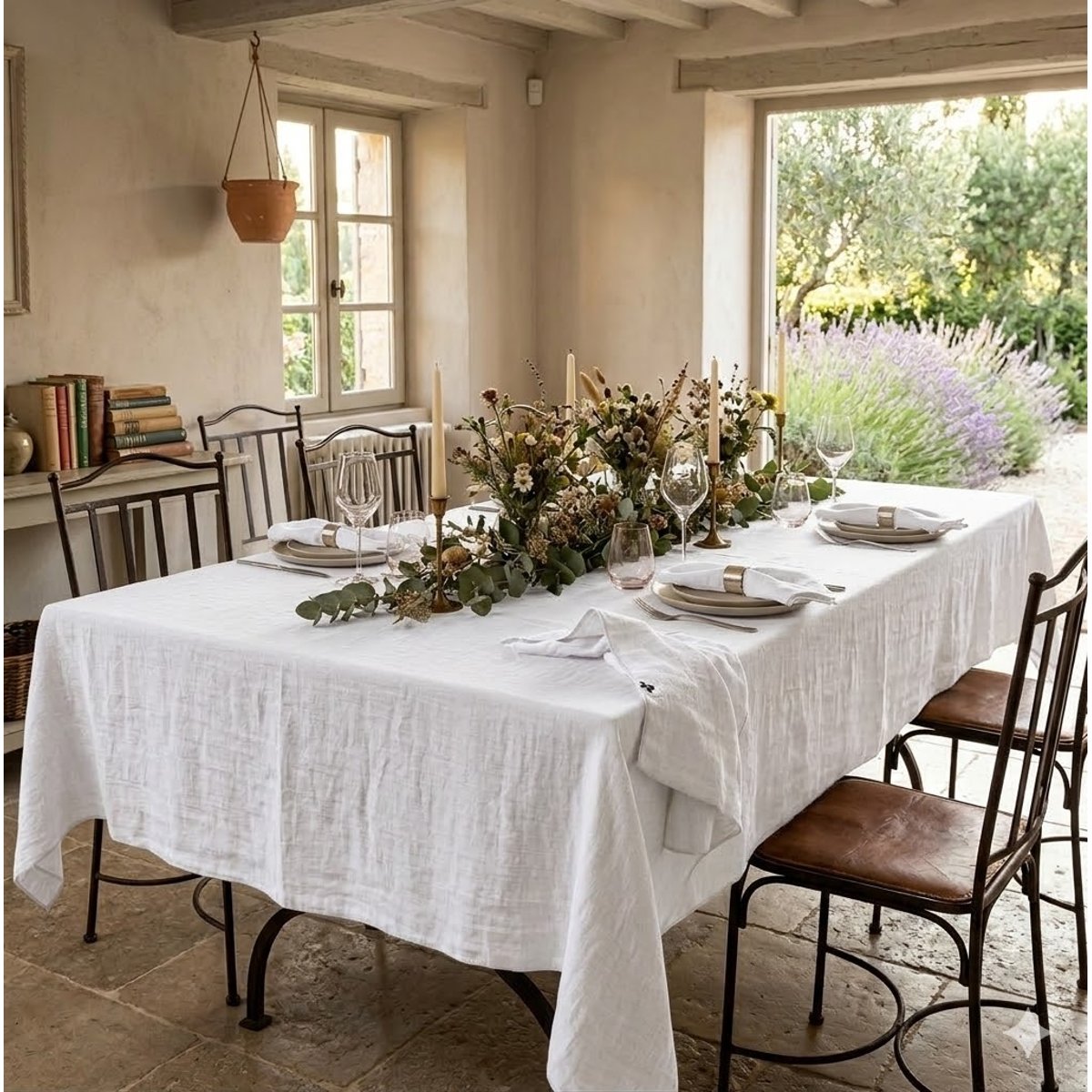 Nappe rectangle en gaze de coton Gaia blanc, EDEN