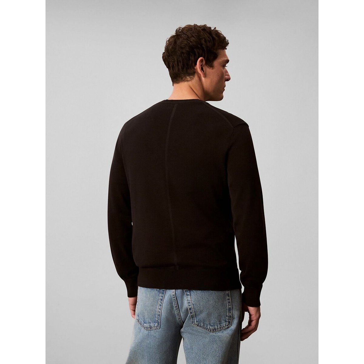 Crew Neck Jumper in Fine Knit black, CALVIN KLEIN