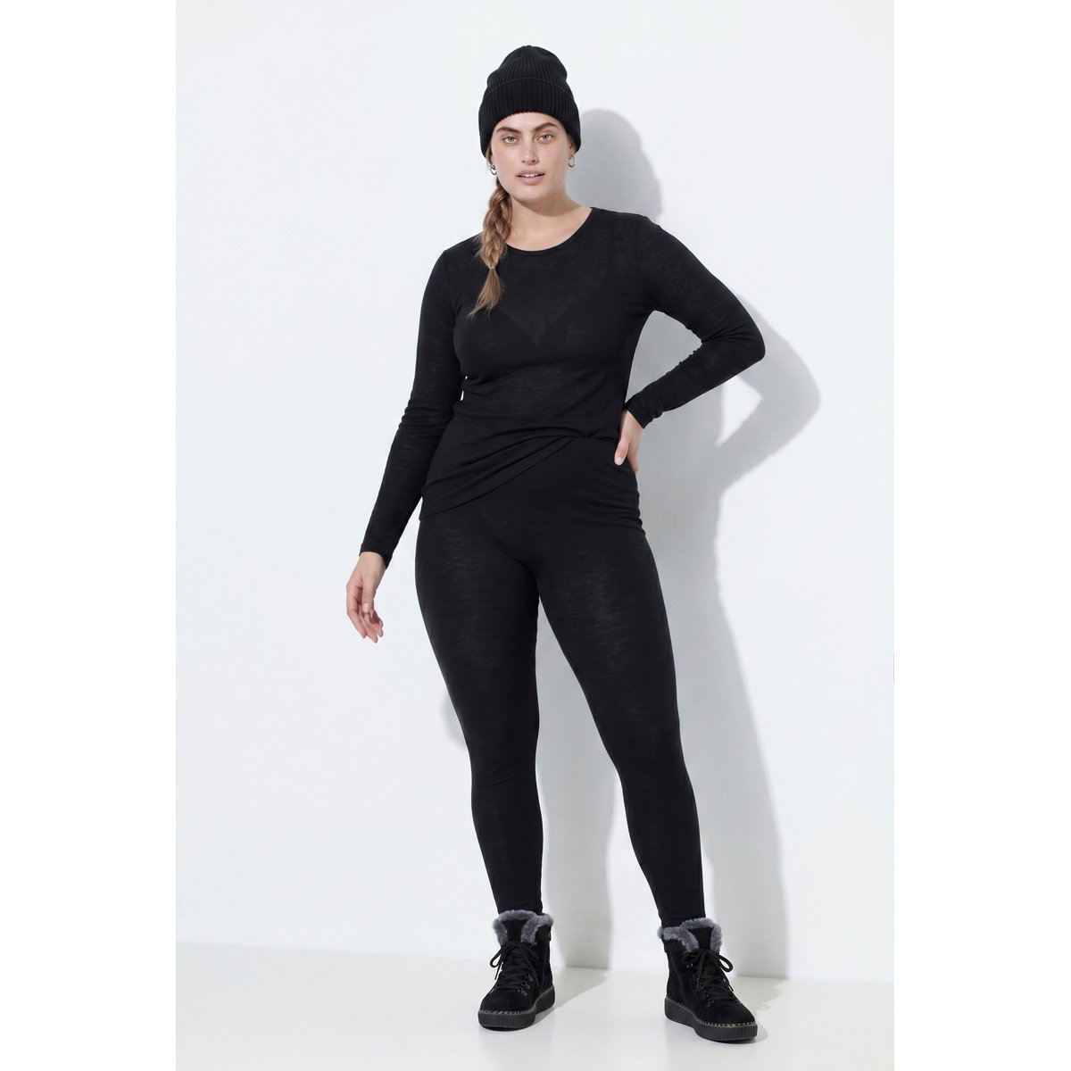 Legging thermique en maille fine noir, ULLA POPKEN