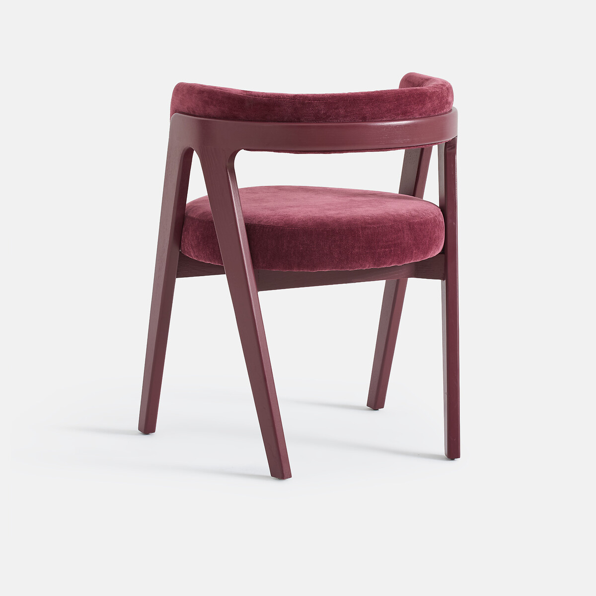 Fauteuil de table vintage, frêne massif et velours, VALENTINA bordeaux, LA REDOUTE INTERIEURS