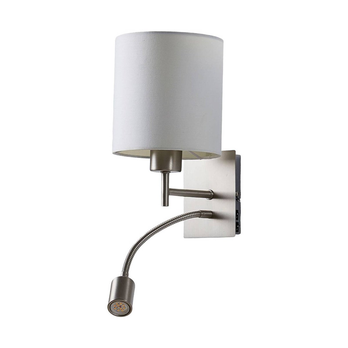 Applique en textile moderneLED, Camilo blanc, nickel mat, LINDBY