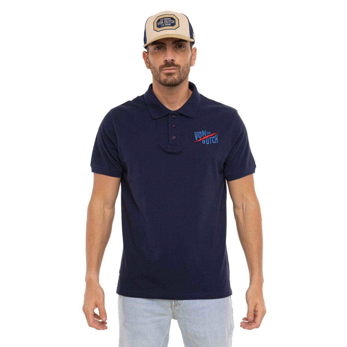 Polo en coton EAST bleu marine/rouge, VON DUTCH