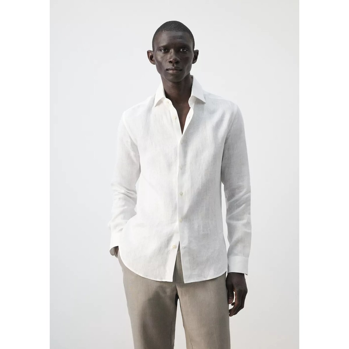 Chemise slim-fit 100 % lin blanc, MANGO MAN