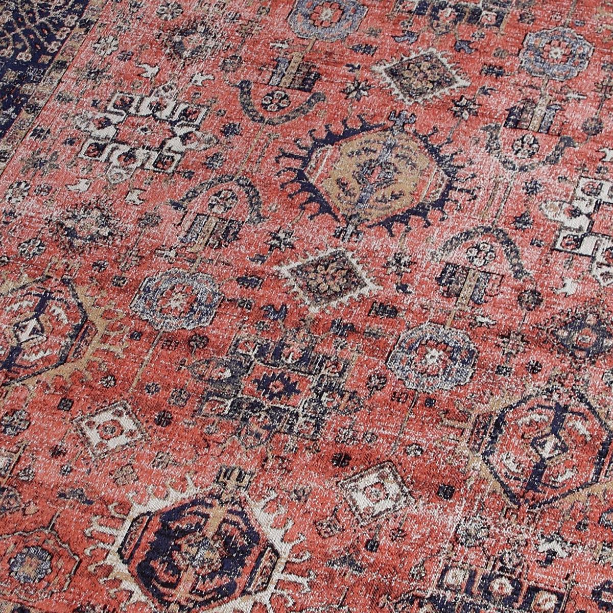 Tapis Orient NOMEDI , tapis en coton rose, bleu, UN AMOUR DE TAPIS