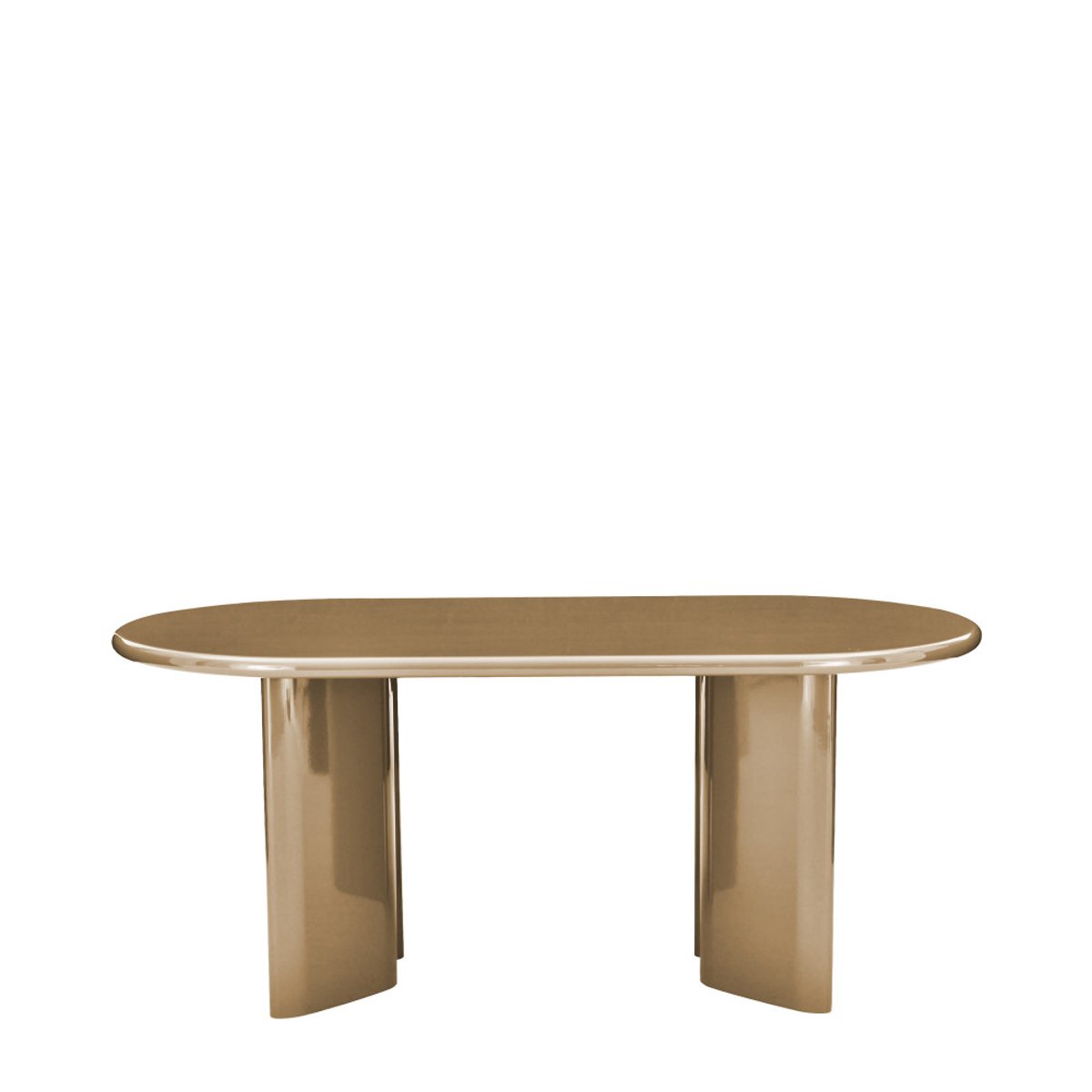 Table à manger 6 personnes ovale en bois laqué- GLOSSI marron, DRAWER