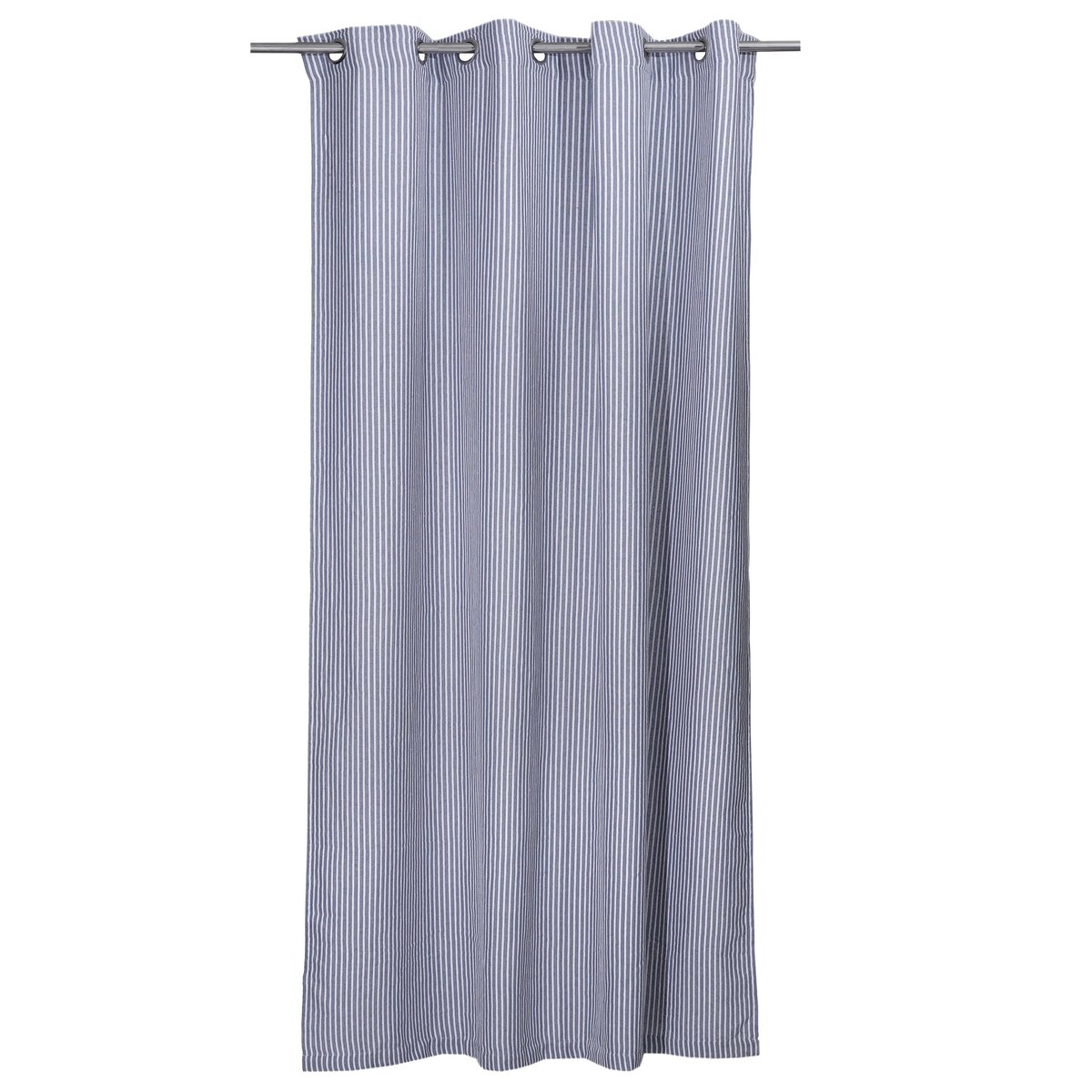 Rideau tamisant coton, BENISA bleu, blanc, INSPIRE