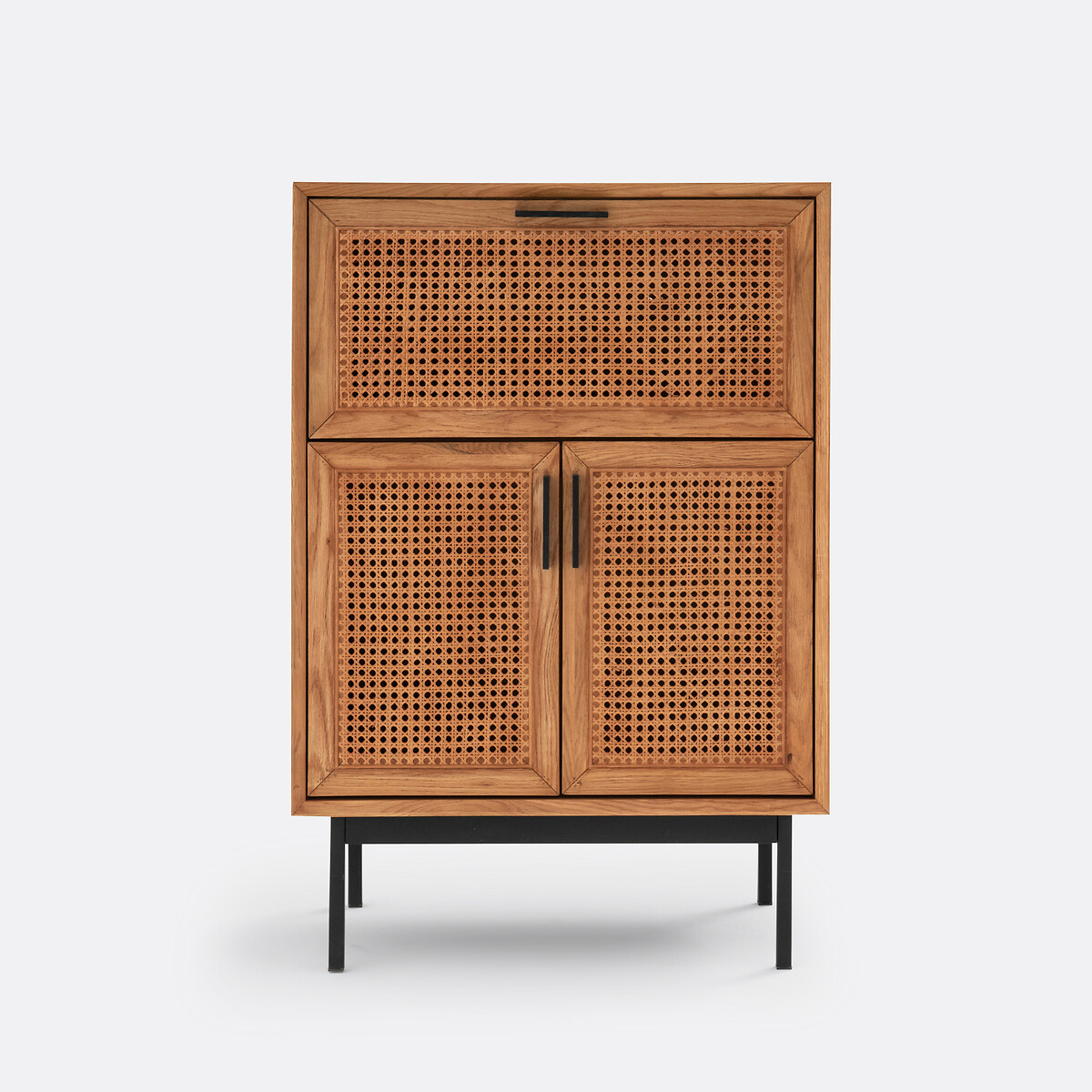 Mobile bar in rovere, impiallacciato e vimini, Waska quercia, LA REDOUTE INTERIEURS