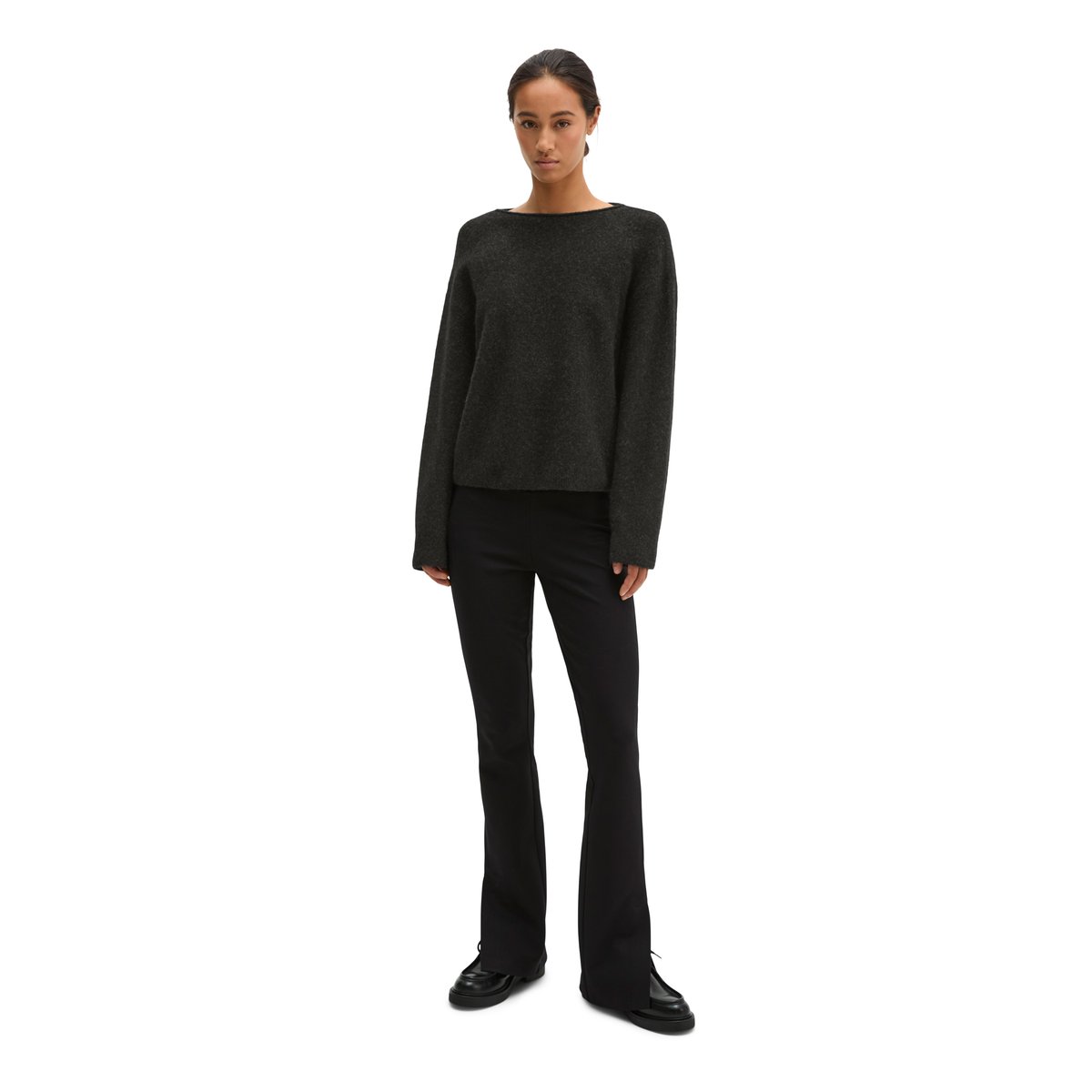 Pull en maille coupe classique en un mélange doux de poils de yack et de laine d'alpaga gris, MARC O'POLO