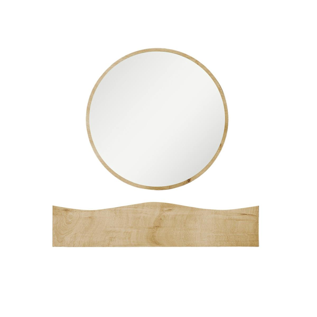 Coiffeuse murale 2 tiroirs + miroir MARFA chêne, PIER IMPORT