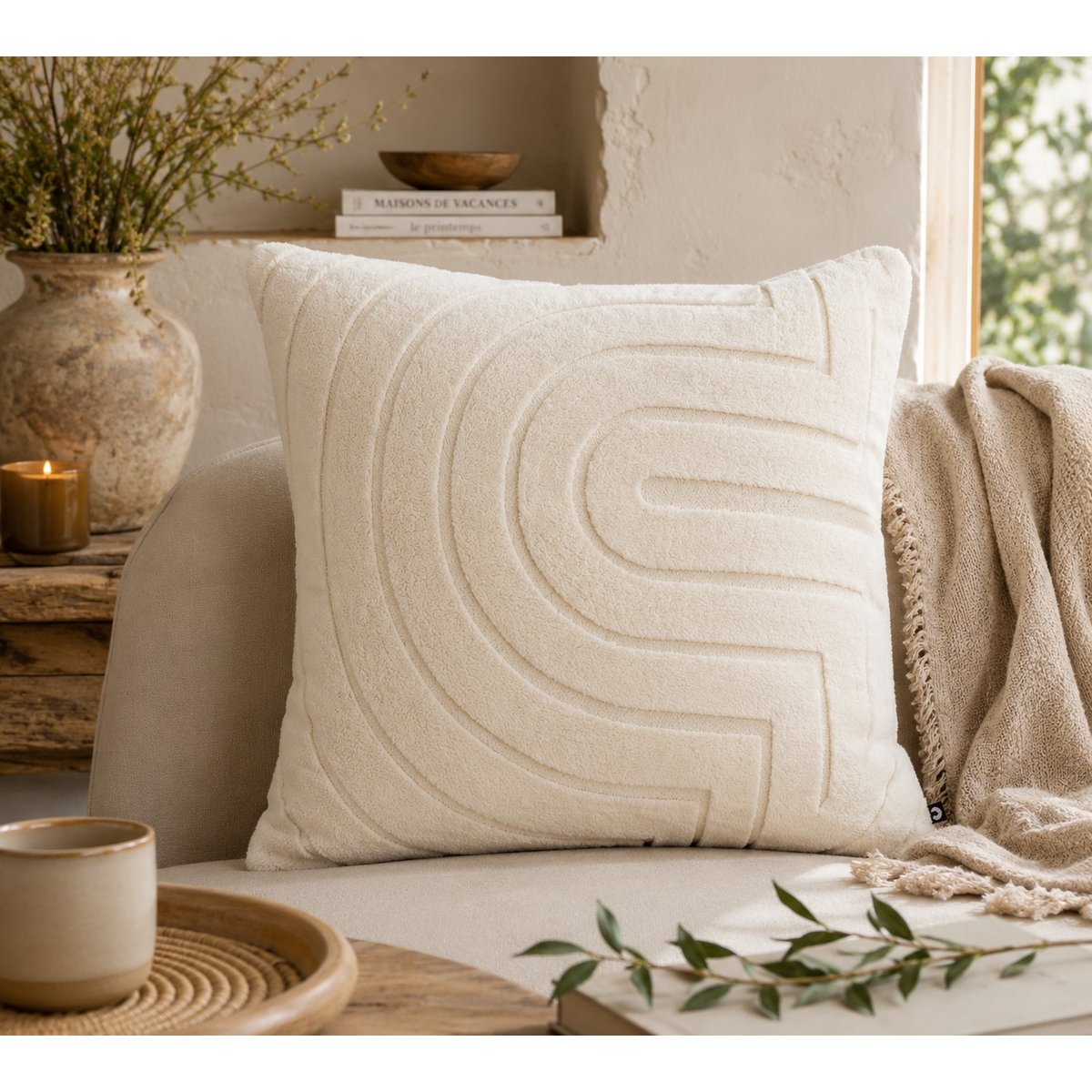 Coussin jacquard Arka blanc_cass, EDEN