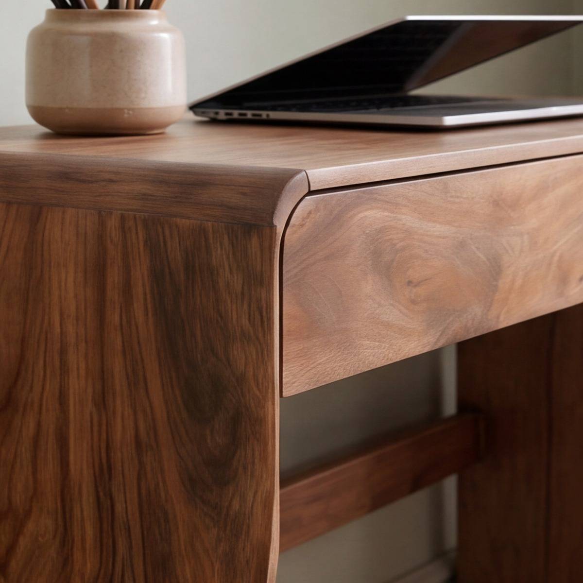 Bureau en bois de manguier VIRELYA bois clair, MADE IN MEUBLES
