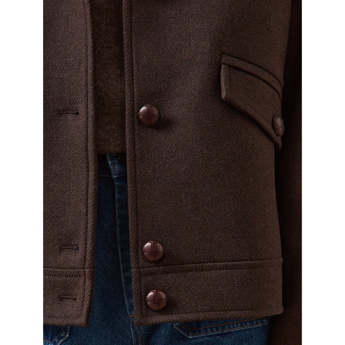Manteau court lainage uni chocolat, CYRILLUS
