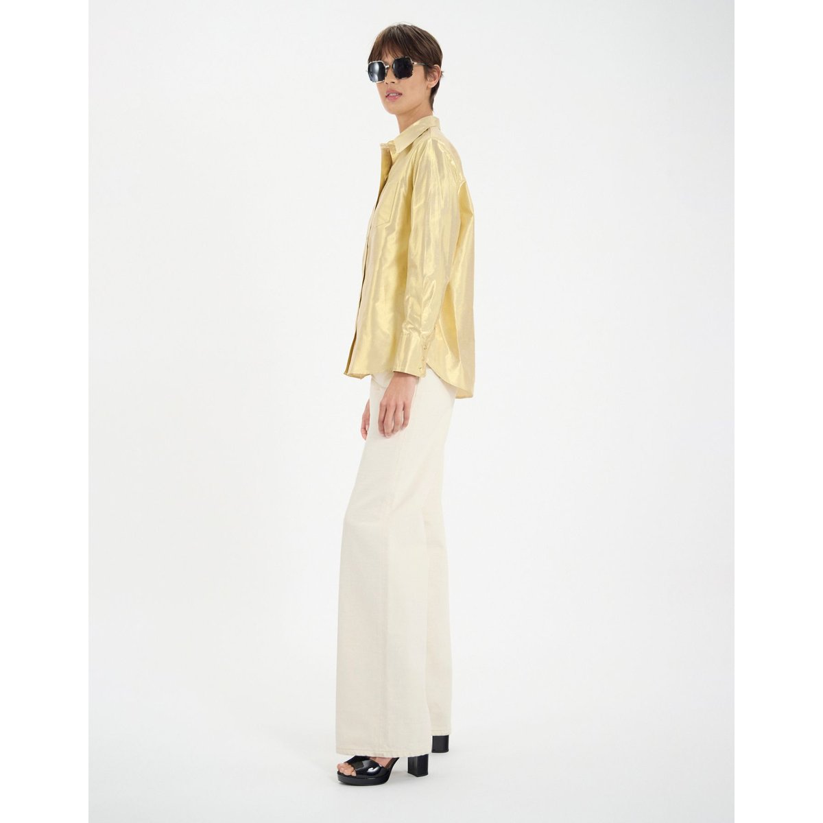 Chemise Maureen en coton doré jaune, INES DE LA FRESSANGE PARIS