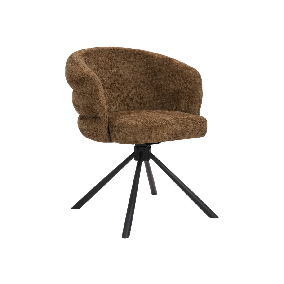 Lot de 2 chaises en tissu FLORINE marron, MADE IN MEUBLES