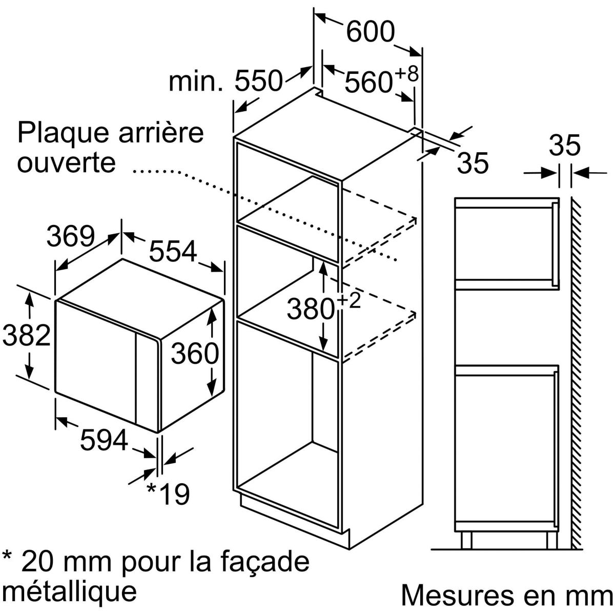 Micro ondes grill encastrable BEL554MB0, SERINTY, AutoPilot8 couleur unique, BOSCH