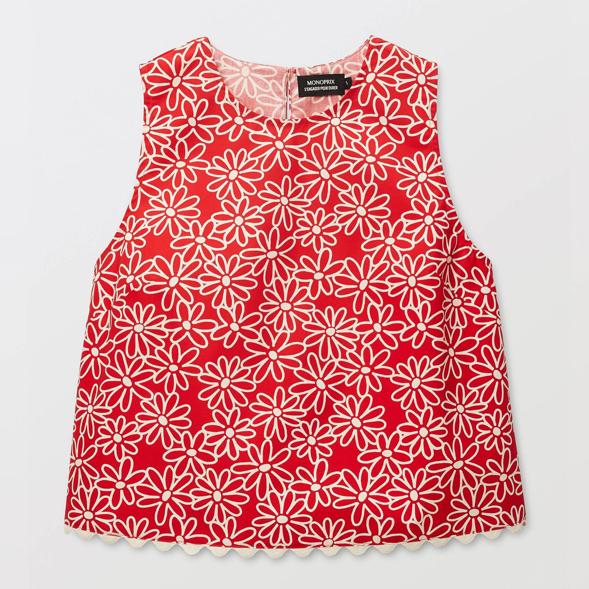 Top sans manches imprimé en coton BIO GOTS rouge, MONOPRIX