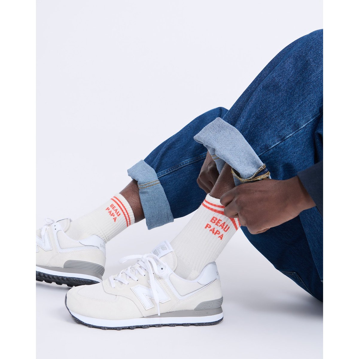 Chaussettes Beau papa beige crème, EMOI EMOI