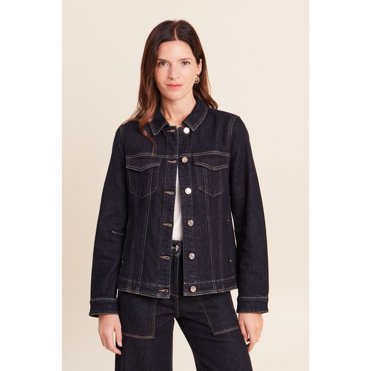 Veste cintrée courte en jean denim brut, BREAL