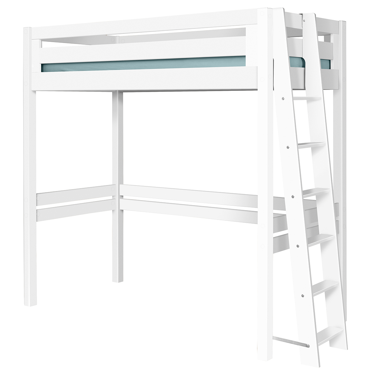 Lit mezzanine 1 place Bois massif  ORSAI blanc, AKITEN RETAIL