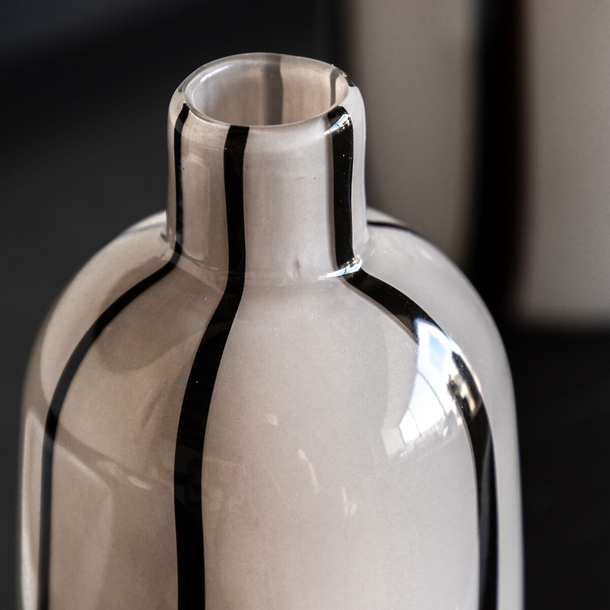 Set of 2 Linea Stripe Glass Vases in Monochrome silver-coloured, ÉDITÉ