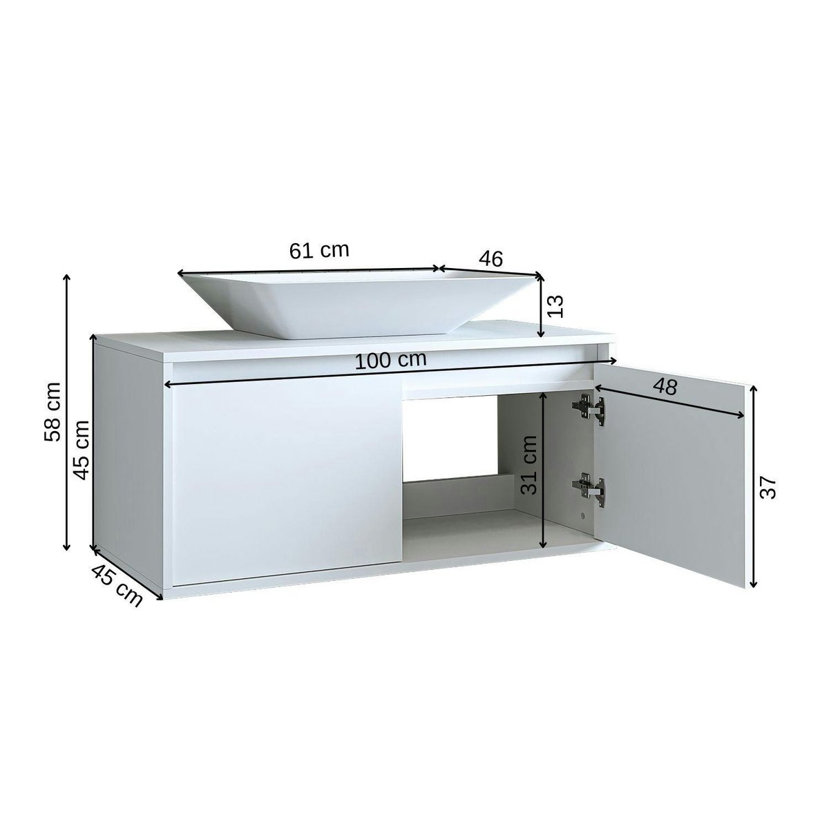 Meuble vasque suspendu 2 portes + vasque FLOE blanc, PIER IMPORT