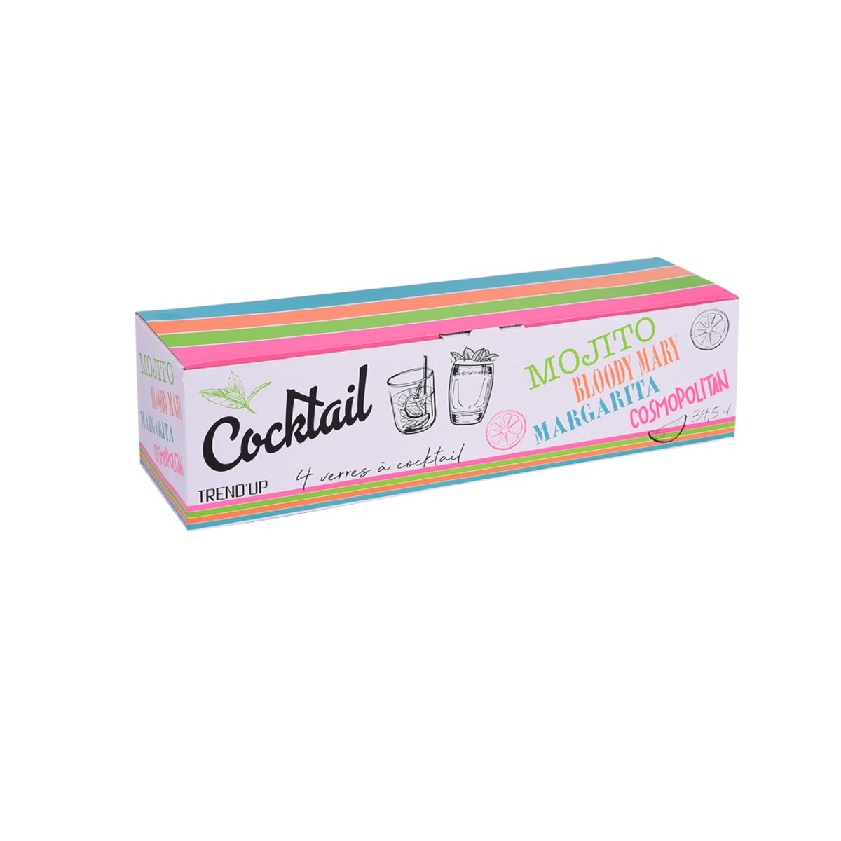 Boîte de 4 verres à cocktail 34,5 cl transparent / cristal, TREND UP