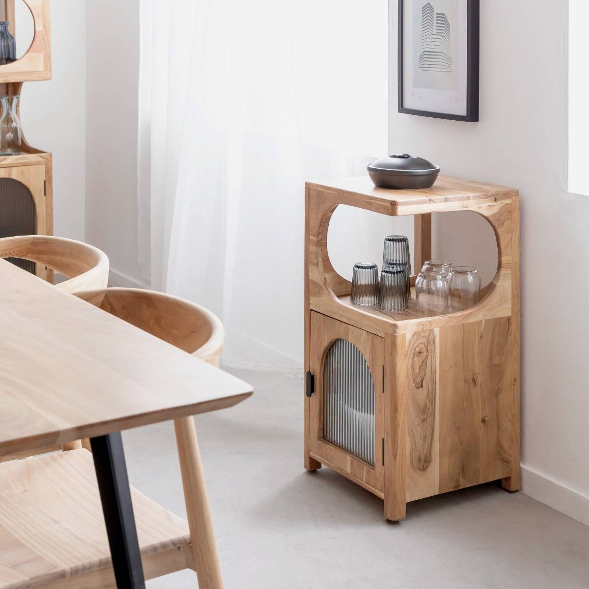 Petite étagère en bois d'acacia EMYR bois clair, MADE IN MEUBLES