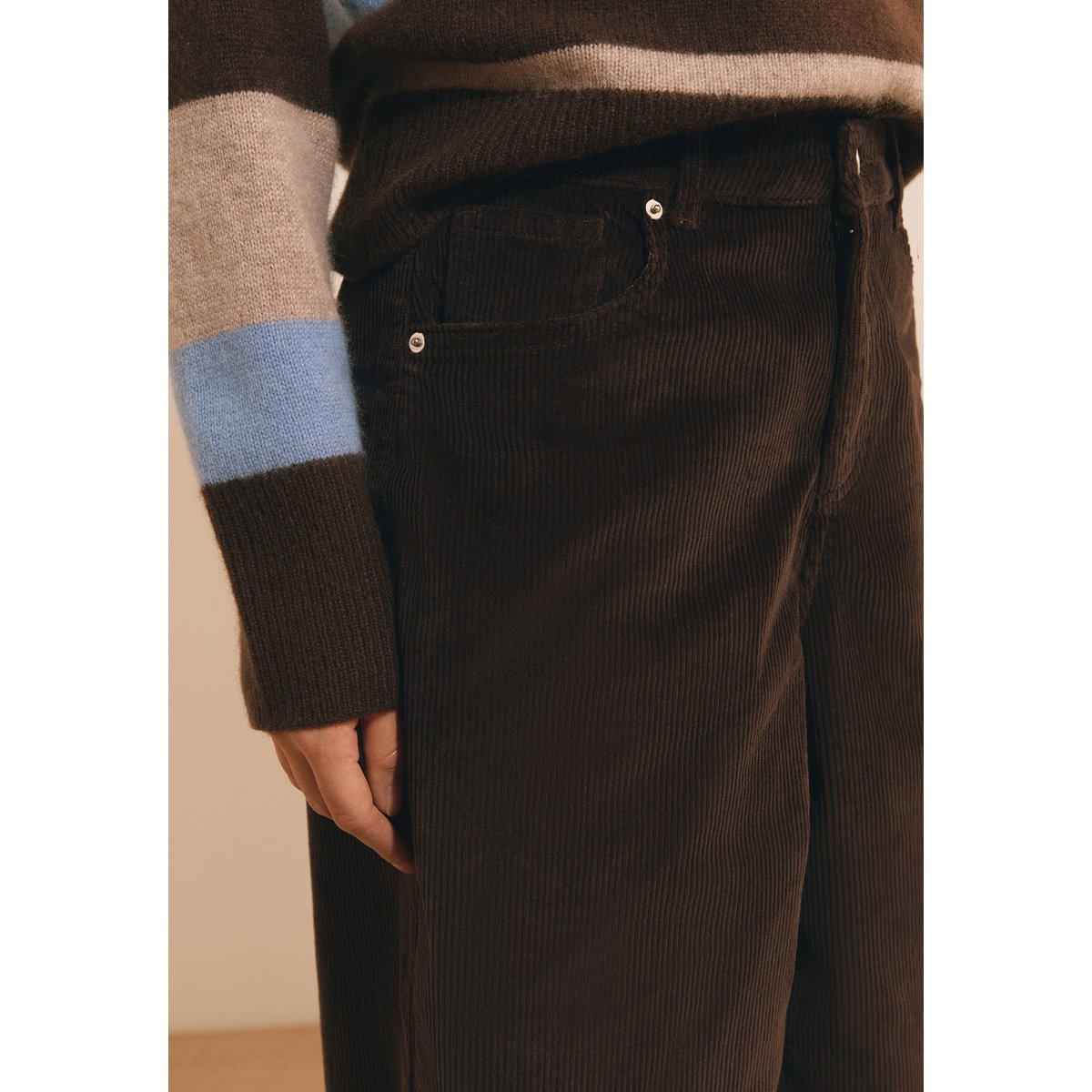 ETAM PANTALON VELVETY - JUPE CULOT chocolat, ETAM