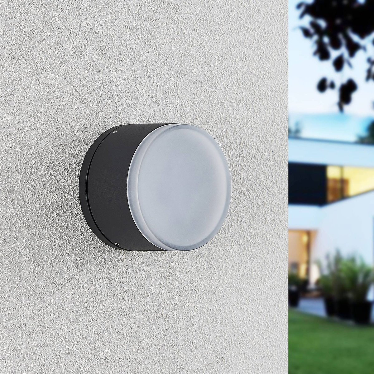 Plafonnier extérieur en aluminium moderneLED gris foncé, blanc, LINDBY