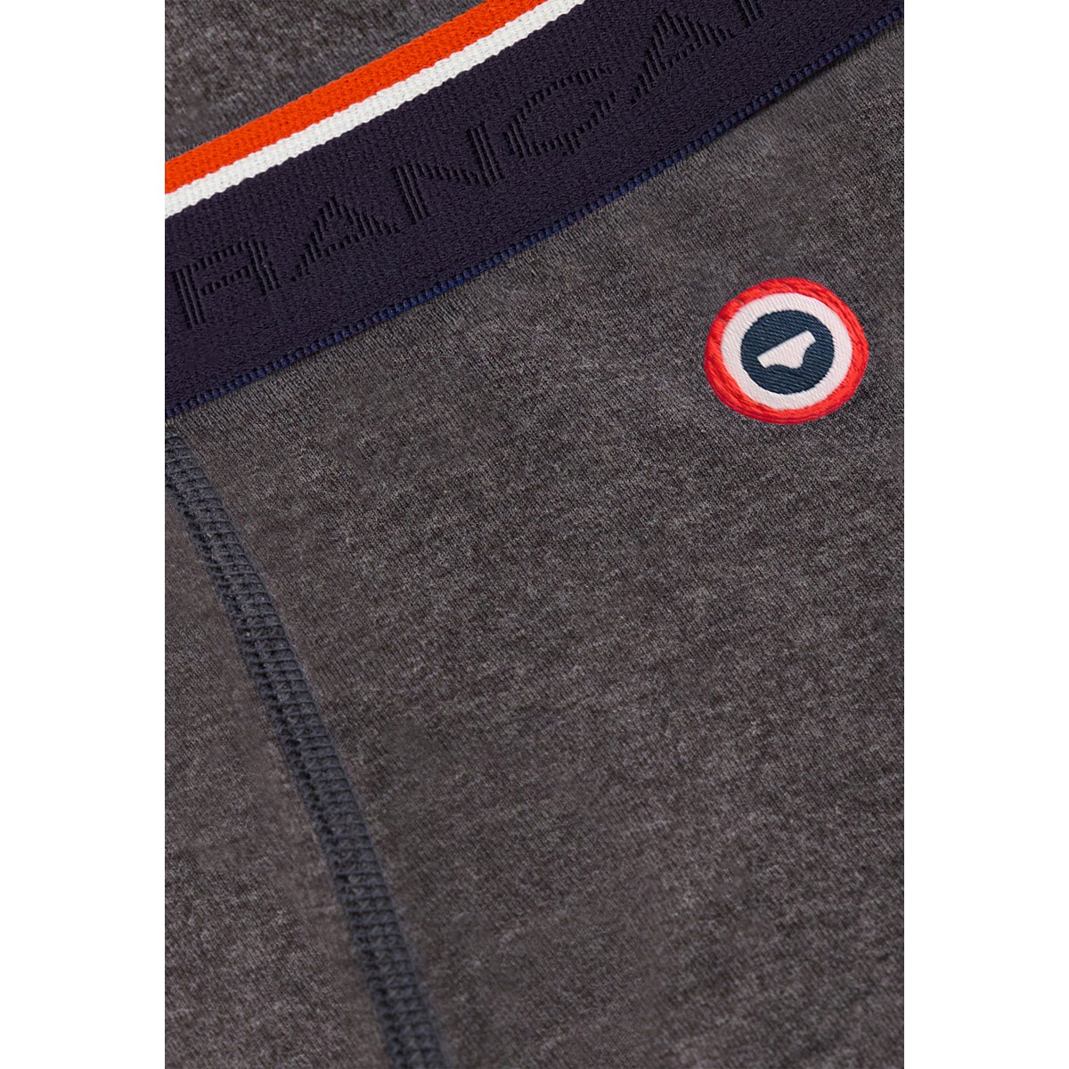 Boxer long à motif rayure coq bleu acier en coton Michel gris anthracite, LE SLIP FRANCAIS