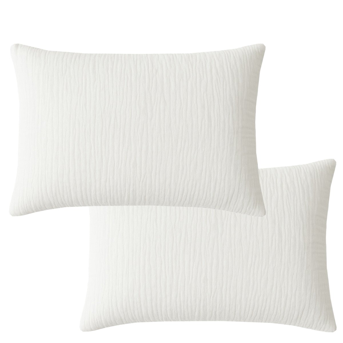 Lot 2 taies d'oreiller Gaze de Coton blanc, EDEN