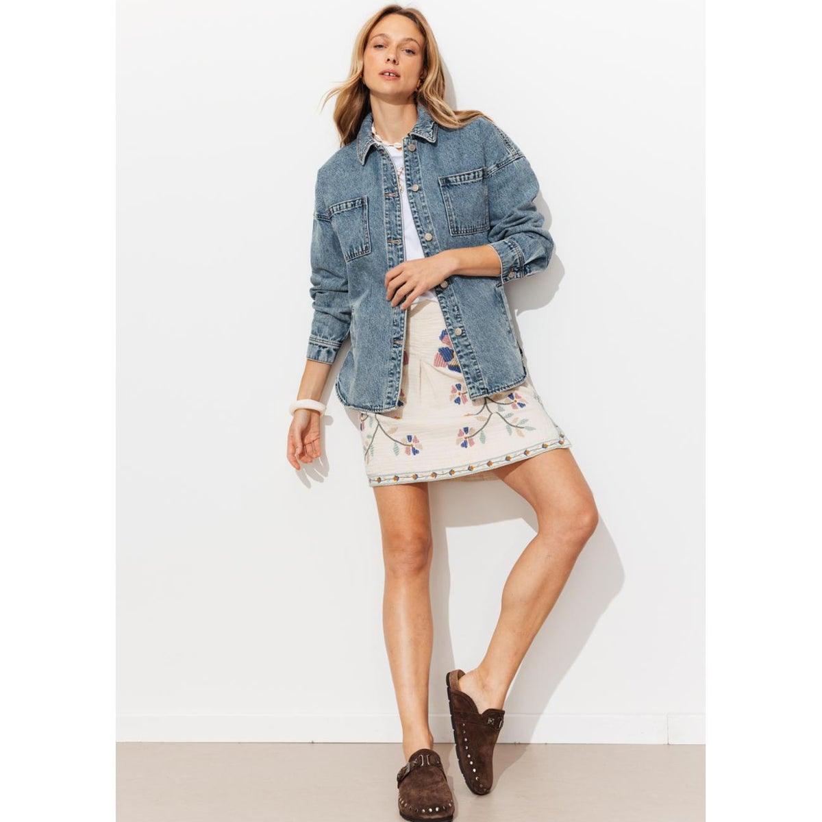 Veste surchemise en jean jean clair, PROMOD