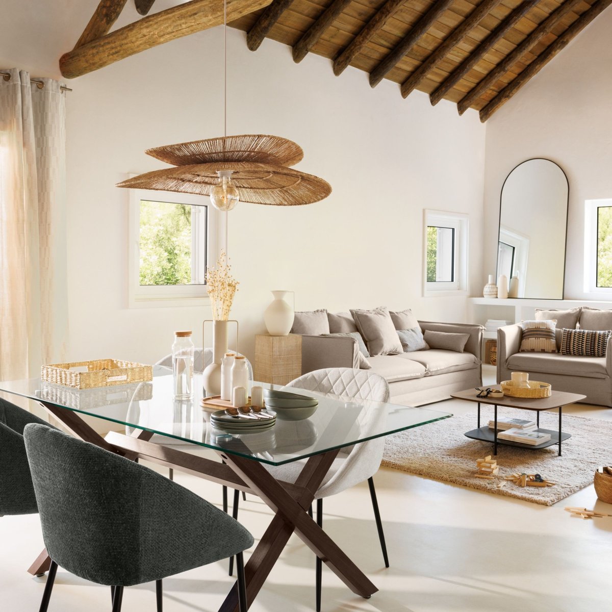 Suspension en jute tressé ALARA beige, ATMOSPHERA