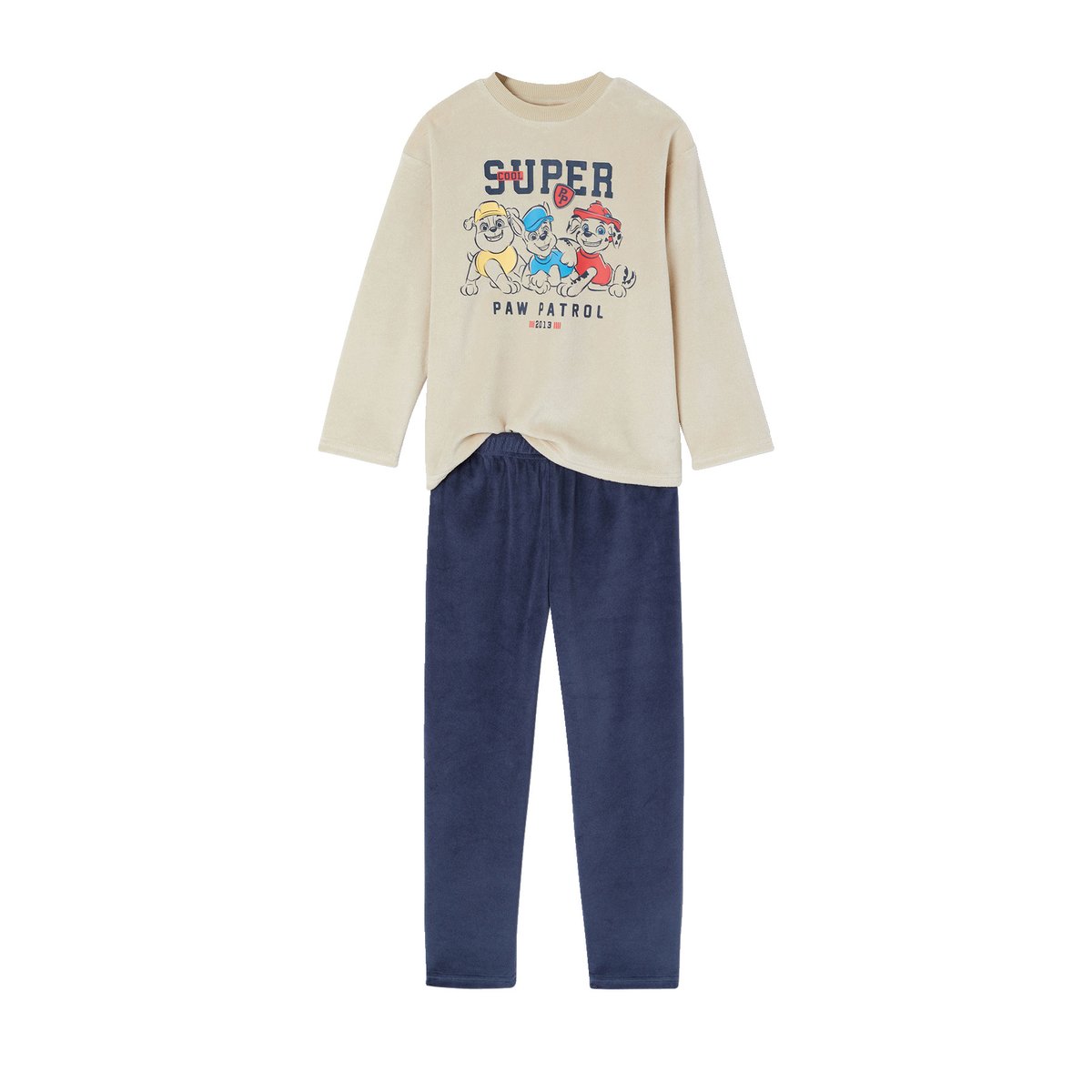 Pyjama en velours Pat'Patrouille beige, VERTBAUDET