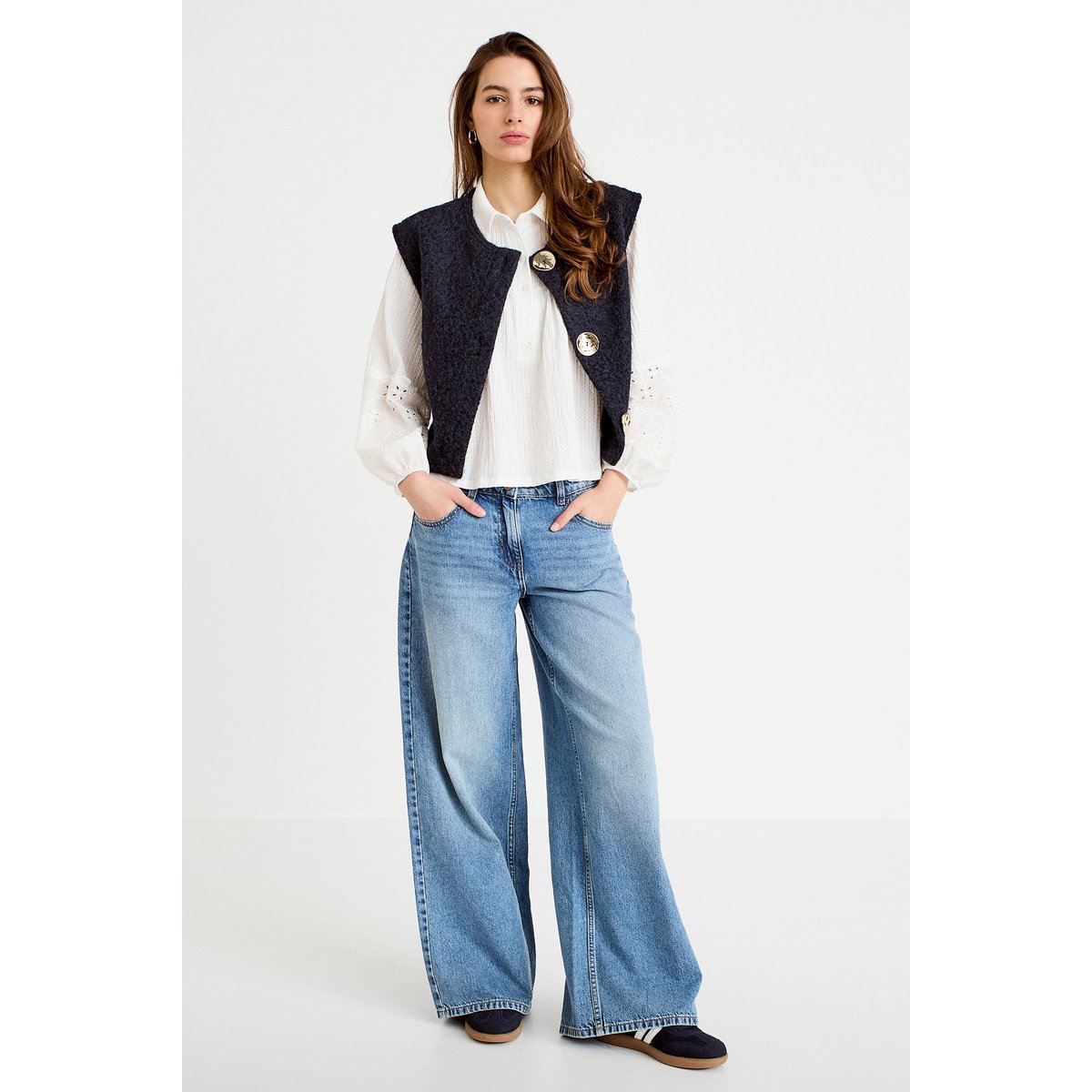 Blouse manches longues broderie ecru, CACHE CACHE