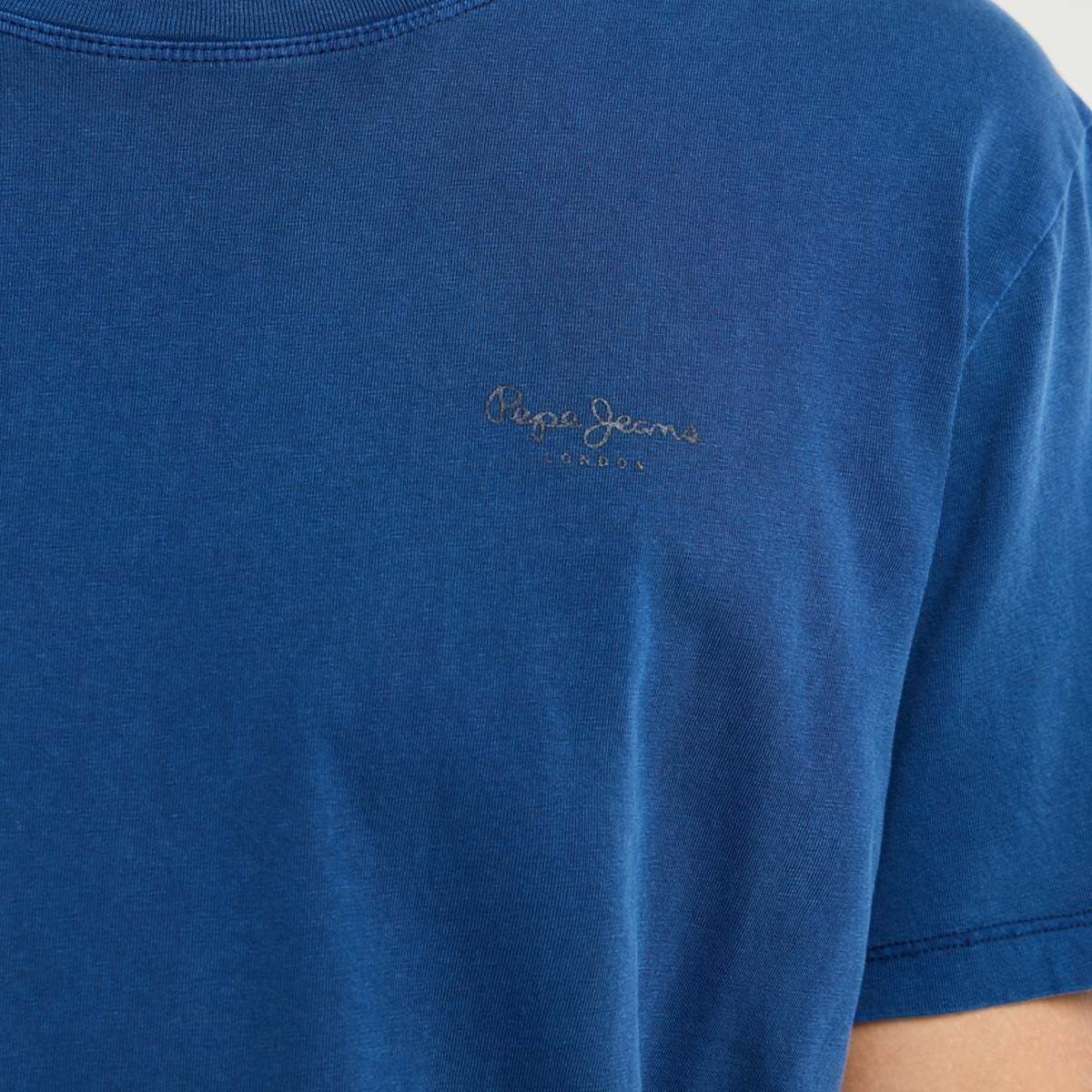 T-shirt manches courtes à petit logo encre bleue, PEPE JEANS