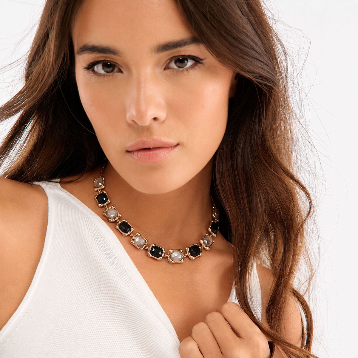 Collier pierres octogonales AMONITE noir, HIPANEMA