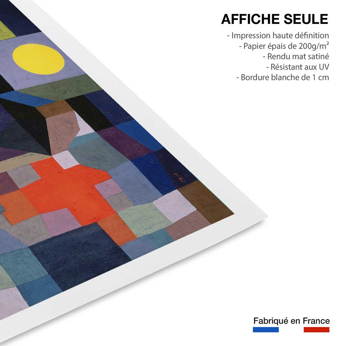 Poster Feu par pleine lune par Paul Klee affiche seule, HEXOA