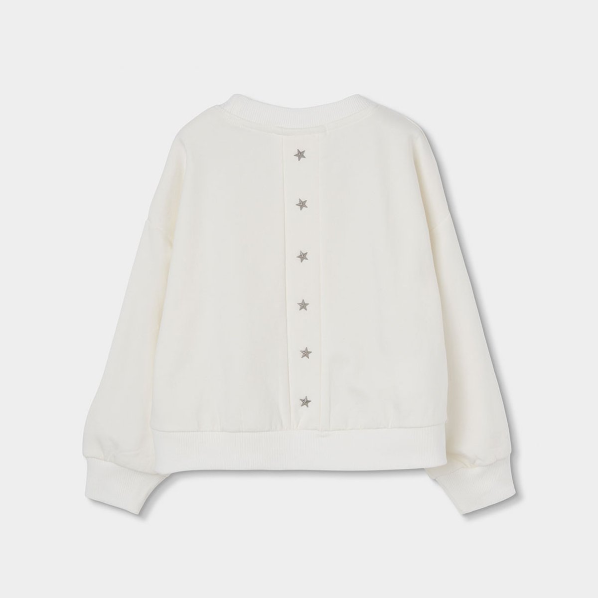 Sweat-shirt fille en molleton avec fronces blanc, BOBOLI