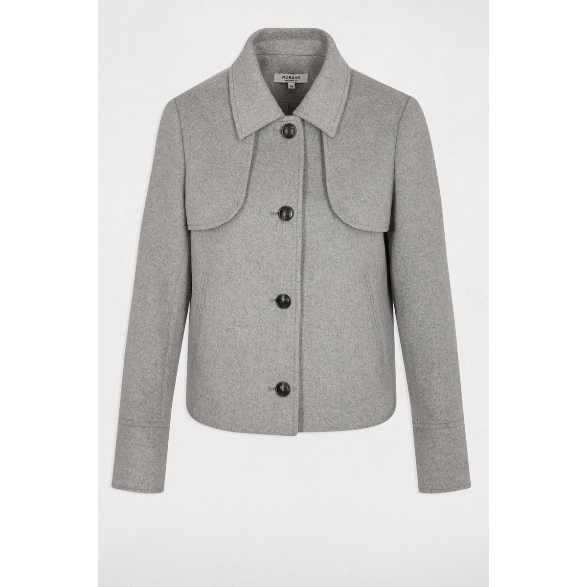 Manteau court ajusté gris moyen, MORGAN