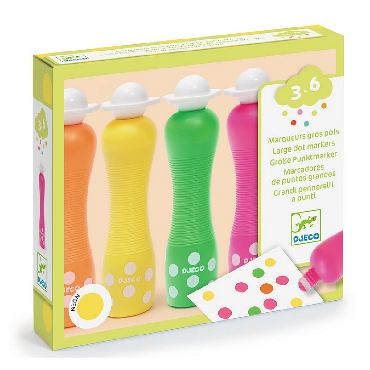 Marqueurs gros pois - Neon couleur unique, DJECO