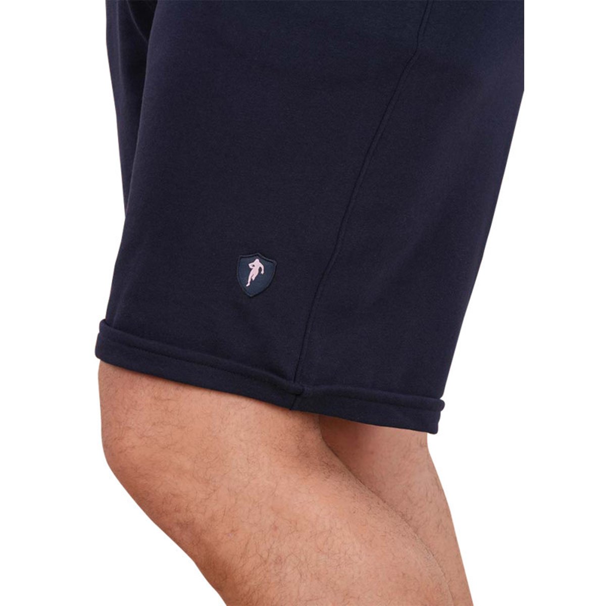 Short jogging en coton biologique mélangé marine uni pourvu d'une coupe droite bleu foncé, RUCKFIELD