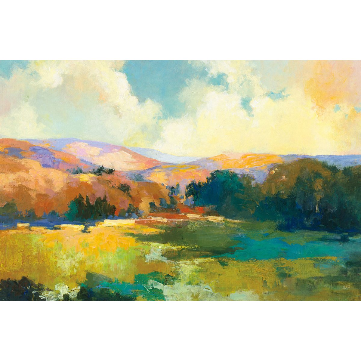 Tableau abstrait Soleil de midi sur la vallée tableau alu dibond, HEXOA