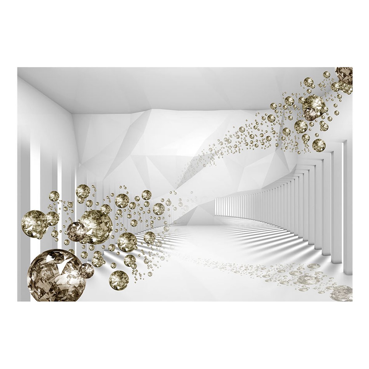 Papier peint intissé panoramique Abstractions Diamond Corridor (Grey) gris / argent, EDEN