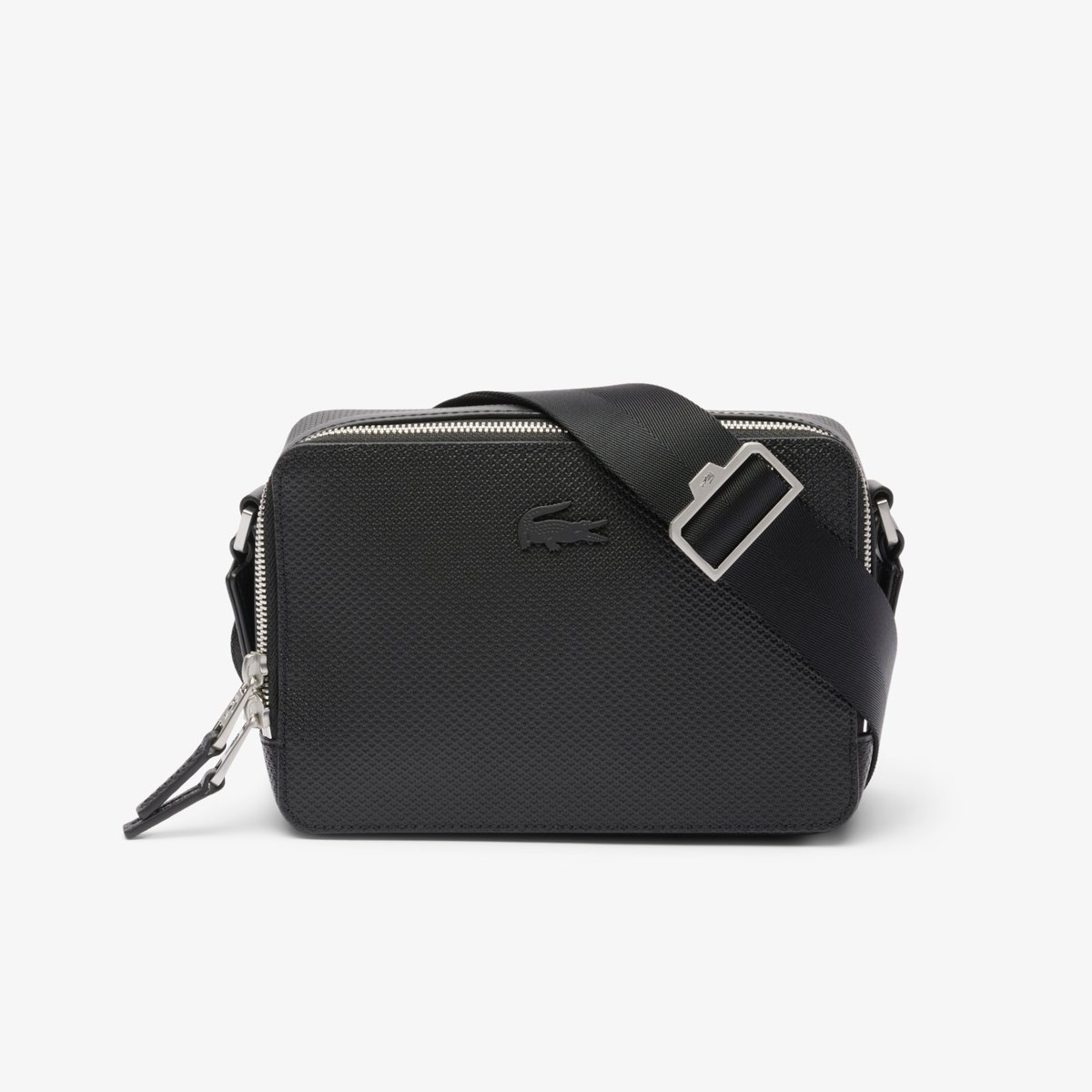 Petit sac reporter Chantaco en cuir noir-000, LACOSTE