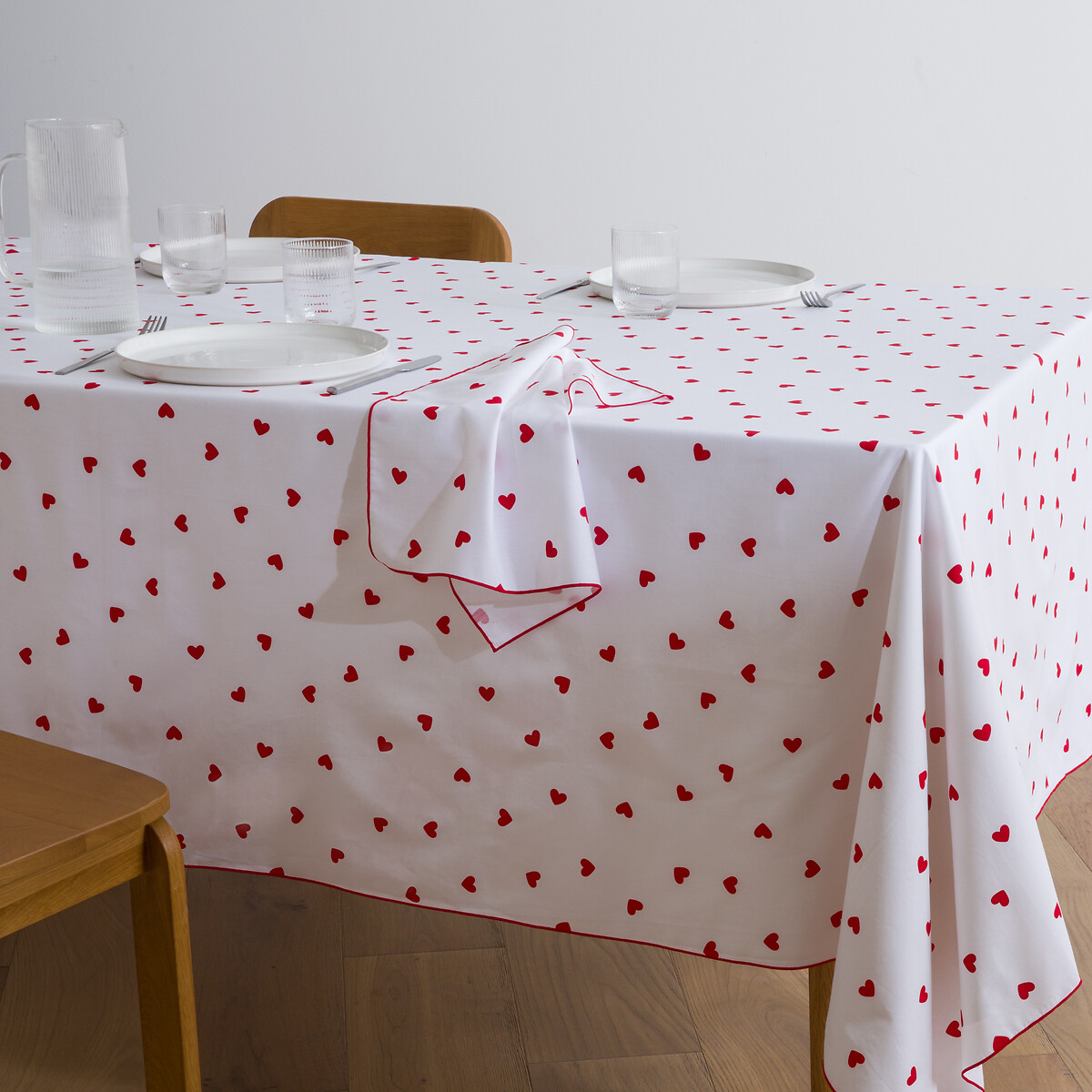Nappe en coton, imprimé cœurs, SCACCO imprimé coeurs, LA REDOUTE INTERIEURS