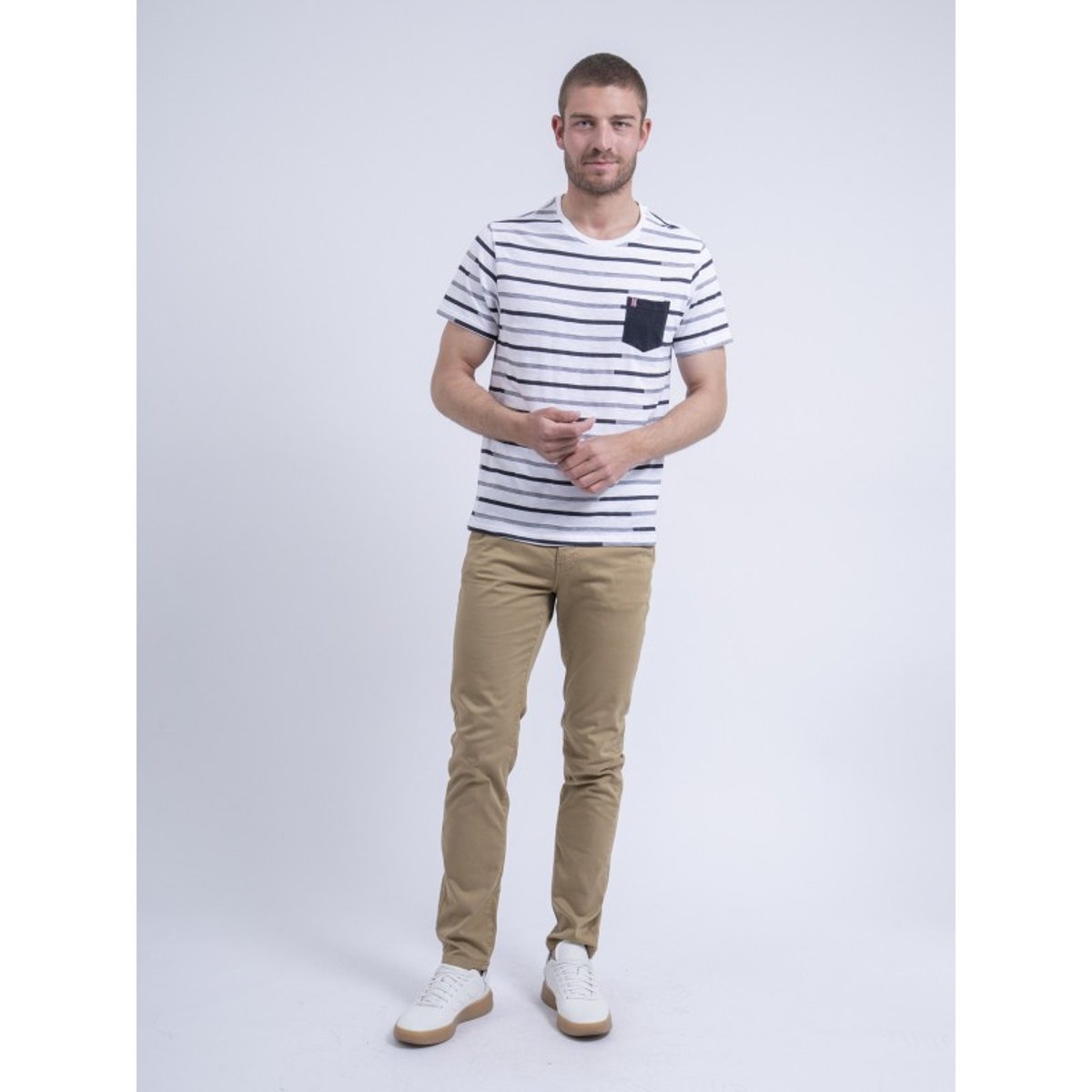 T-shirt Col Rond Rayé Nirabel blanc, RITCHIE