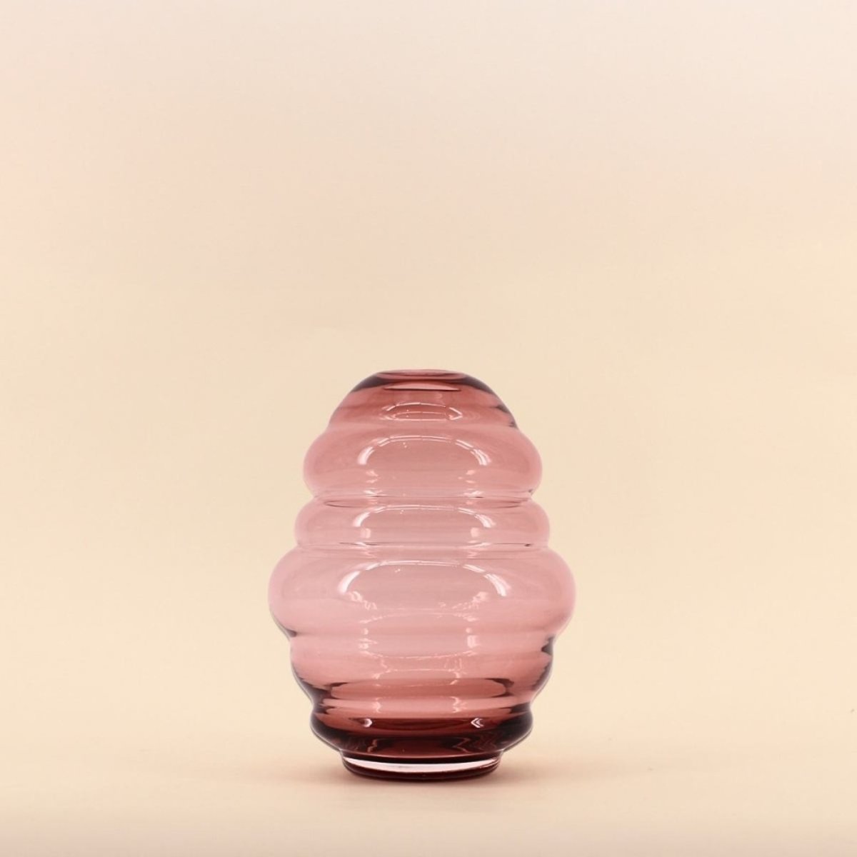 Vase anneaux en verre fait main, H21cm rose, DECOSTAR